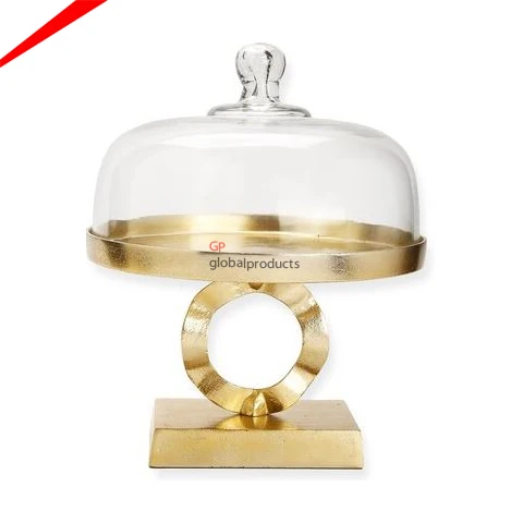 luxury decorative metal golden butterfly base cake stand with glass dome tabletop centerpiece cake stand