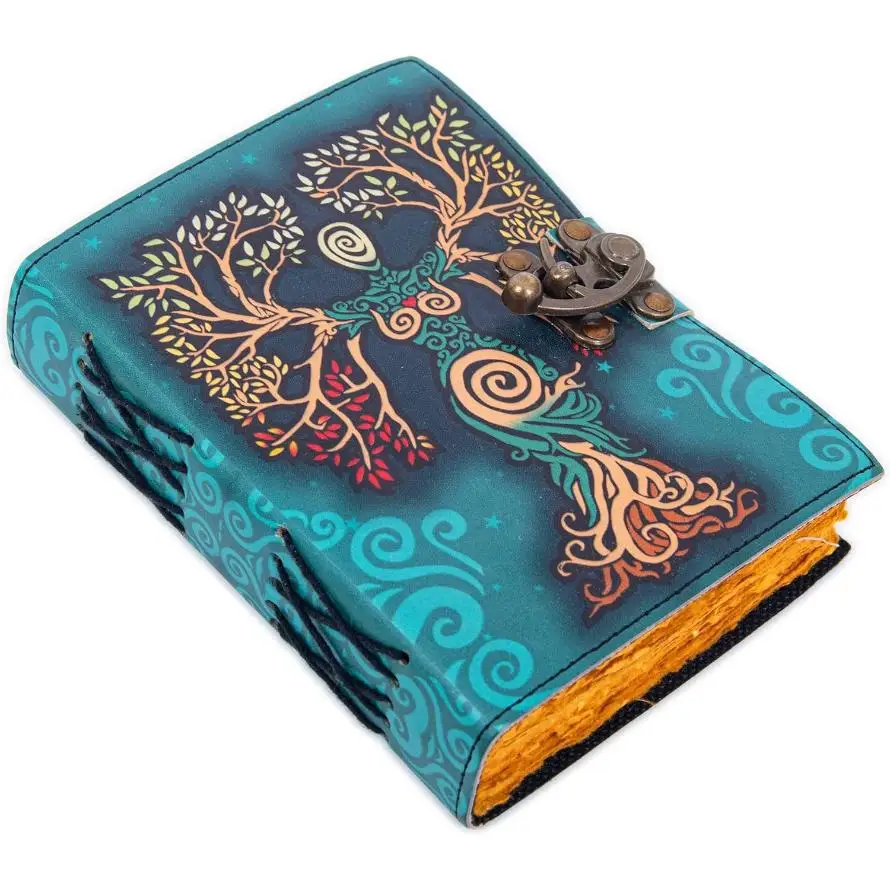 With Lock Clasp Prop from Indian Handmade Embossed Antique Witch Wiccan Notebook Daily Gift Leather Customized Package Hardcover