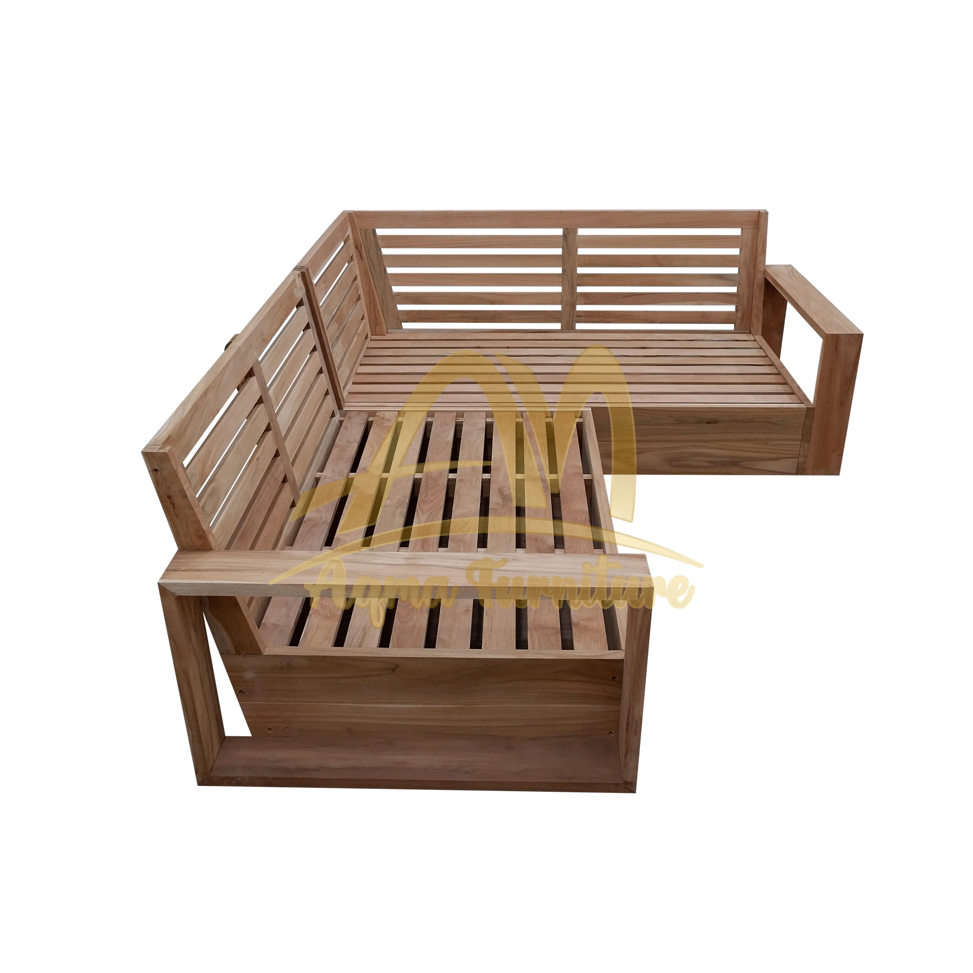 L Sofa Garden Production Natural Fine Sanded Teak wood Furniture for Outdoor Project - Hotel Project Furniture