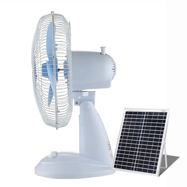 12 inch solar power table fan Battery solar desk fan rechargeable solar fan