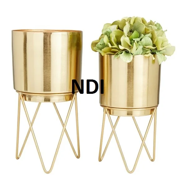 Wedding Home Hotel Garden Decoration Unique Style Set Of Two Iron Metal Flower Vase  Floor Planter Pot