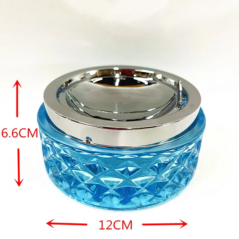 GOURMAID Round Heavy Duty Glass Smoking Ashtray for Indoor and Outdoor Home Office Tabletop