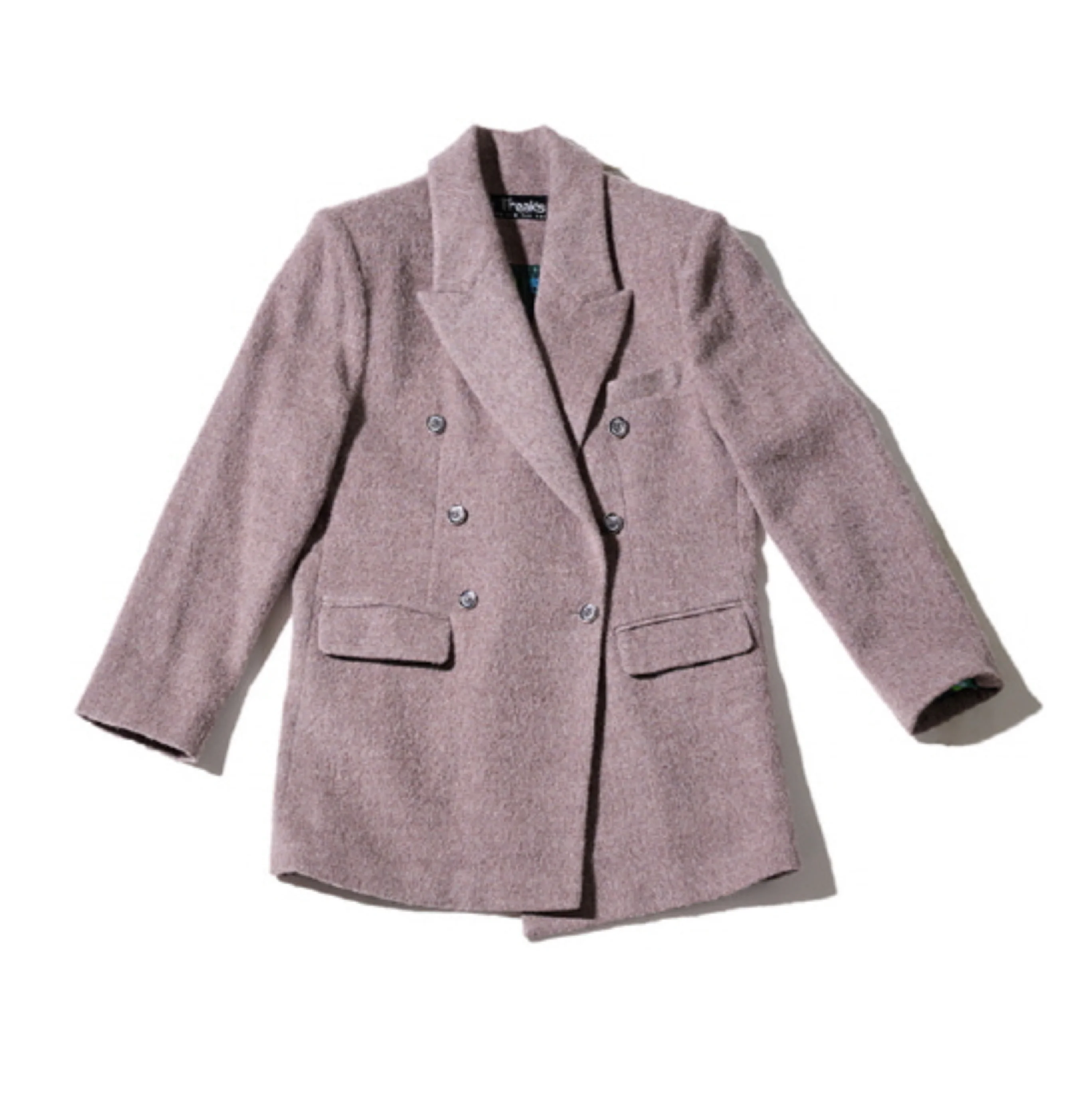 Двубортный японский шерстяной 100% Длинный блейзер с большими плечами FREAKS свободный коричневый корейский модный товар