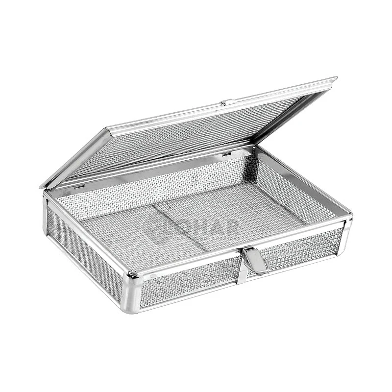 Высококачественная медицинская коробка из нержавеющей стали с мелкой сеткой замком для стерилизации корзина 235x155x40 инструмент