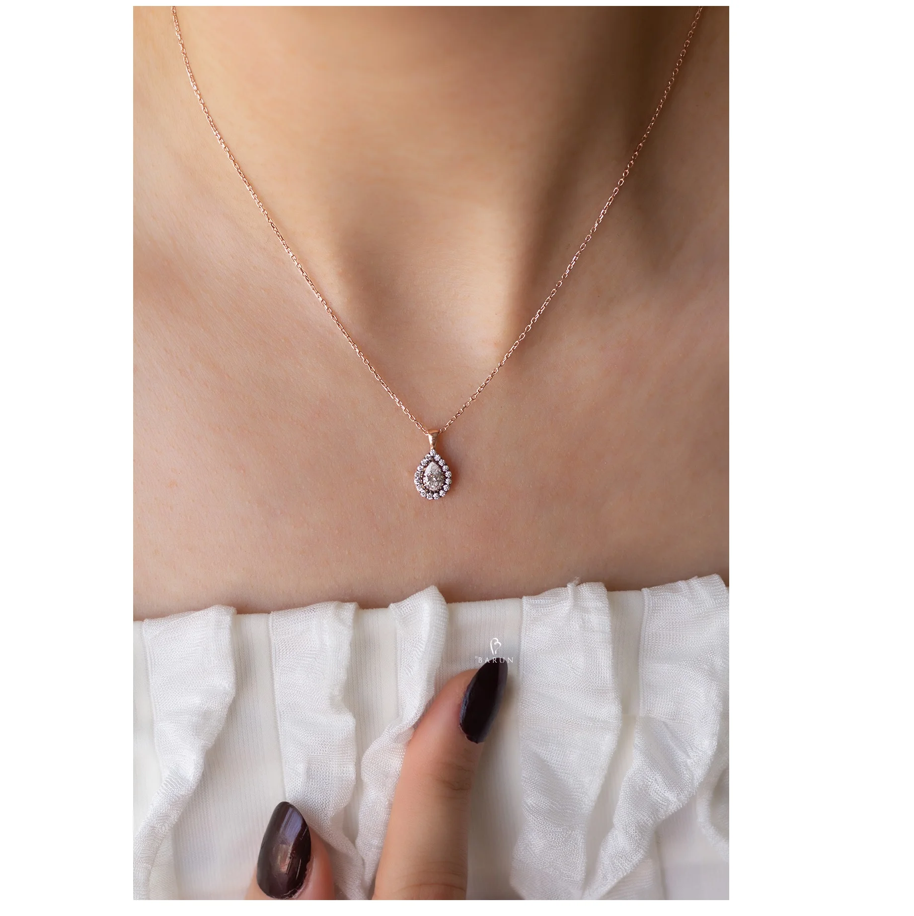 925 Sterling Silver Jewellery Necklace Minimalist  Water Drop Oval Shape 925 Sterling  Pendant Necklace