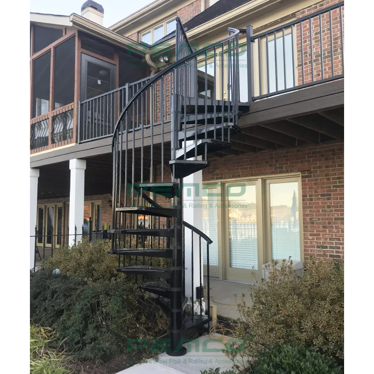 Real Villa Waterproof Outdoor Spiral Staircase Silvery Grey Color Stainless Steel 304 Spiral Stairs