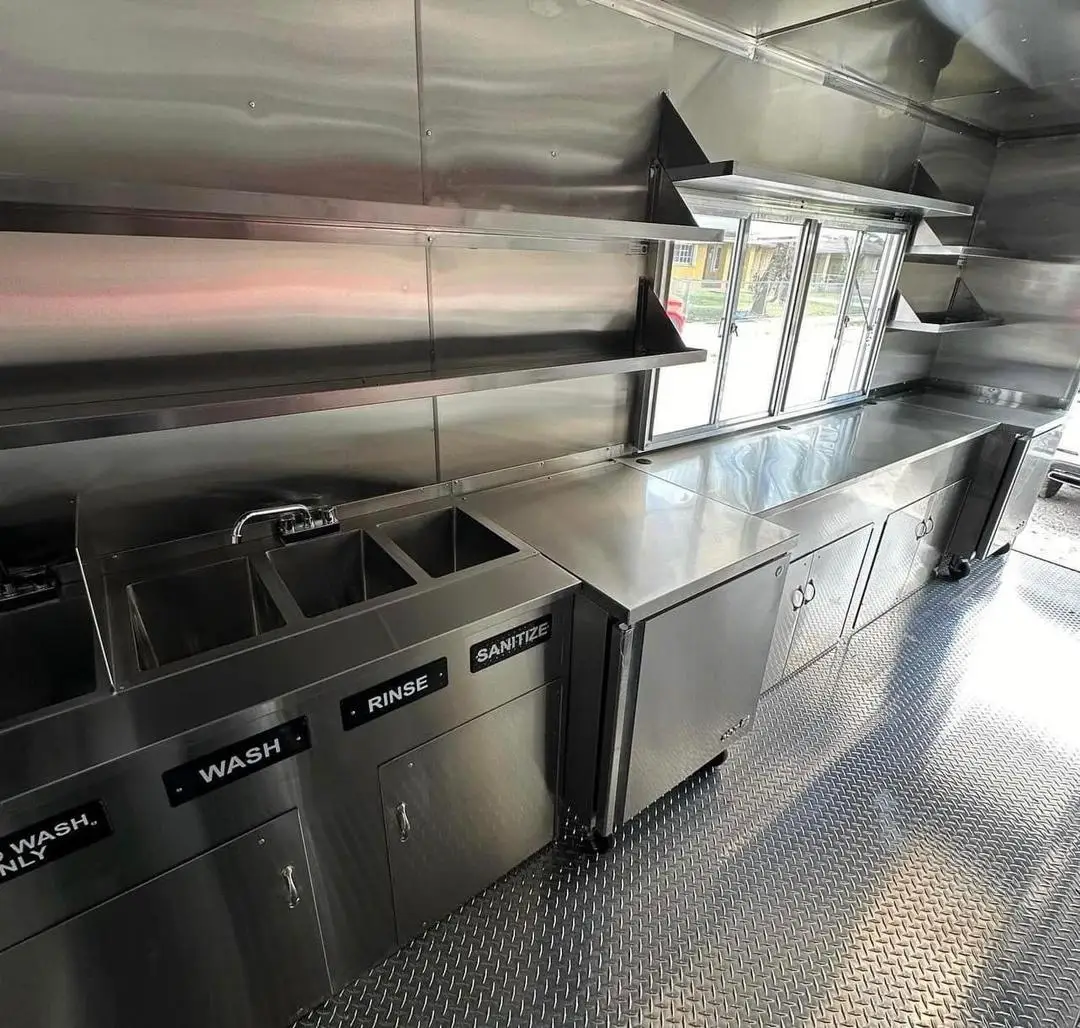 Electric Fast Food Truck Trailer / Mobile Kitchen Kiosk Commercial for Sale