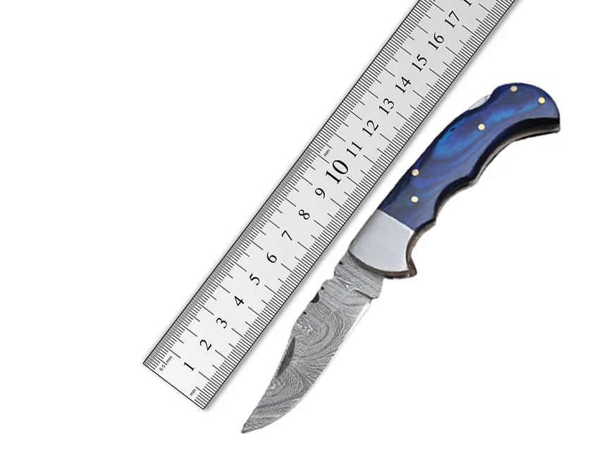 utility knife Custom Handmade Damascus Steel folding pocket knife knife With back Clip leather sheath Drop shipping