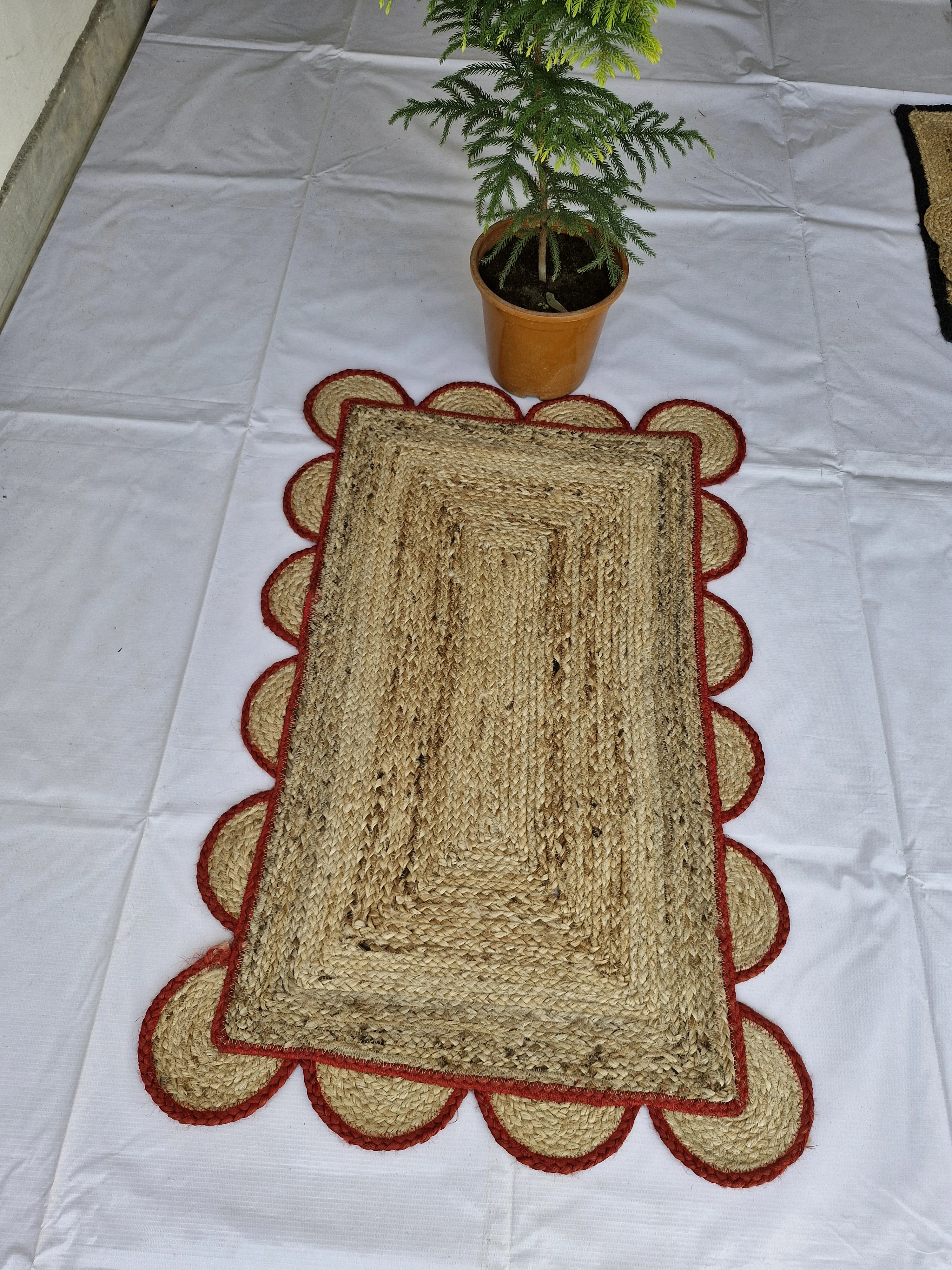 Beautiful Handmade Jute Rug Rectangle Large Outdoor Jute Rug with Different Design & Color Printed Braided Rectangle from India