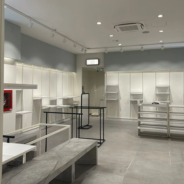 Hot Sales Garment Display Rack Shelf and Clothes Racking Systems with Wood and Stainless Steel Shelves for shopping from Turkey
