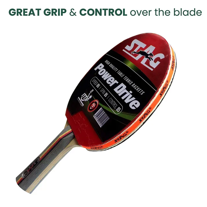 Stag Power Drive Plus Table Tennis Racket | ITTF Approve Rubber | Best for Intermediate, Advance Play