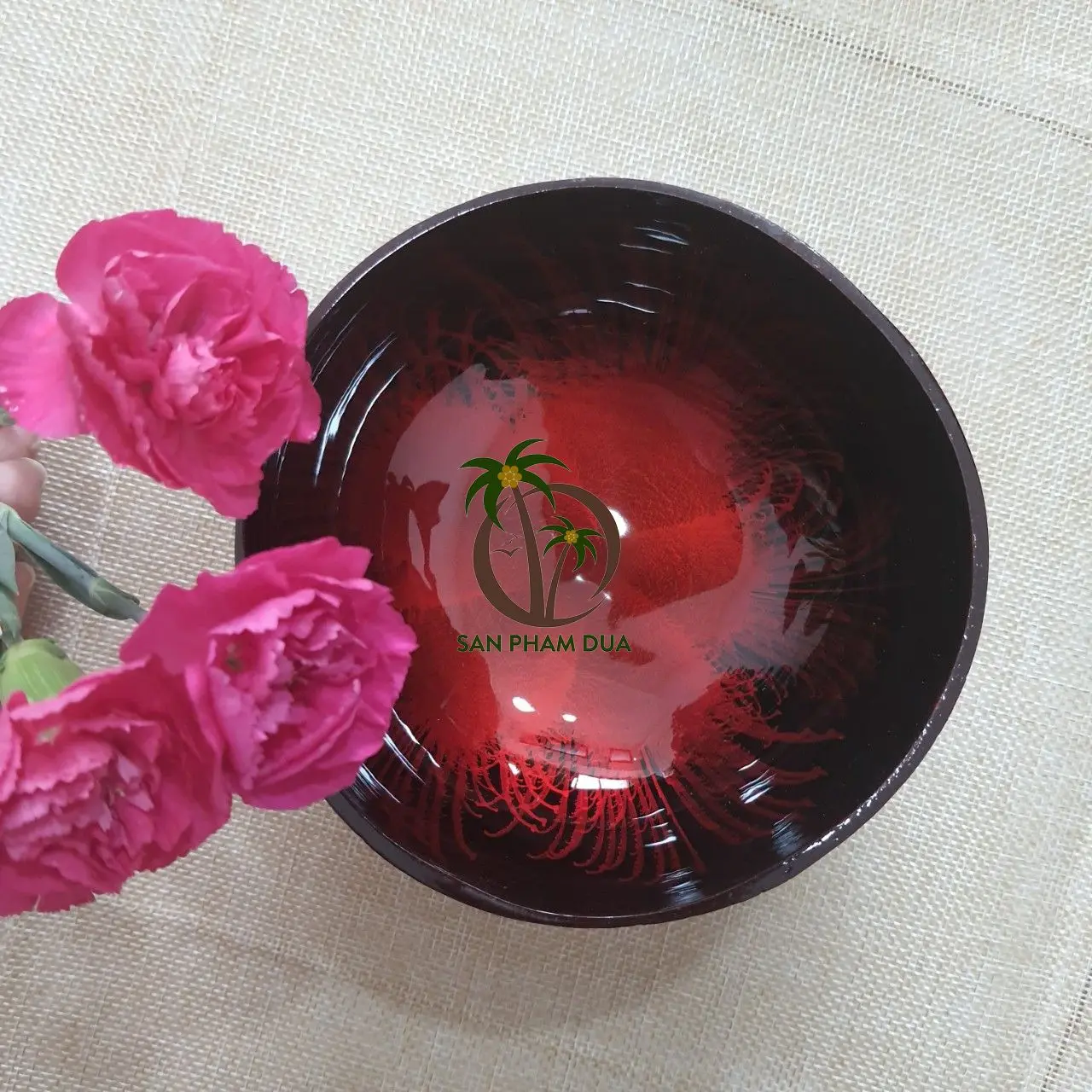 HANDICRAFT COLORED LACQUER BOWL FROM COCONUT SHELL MADE IN VIETNAM LACQUERED BOWL AT VERY CHEAP PRICE