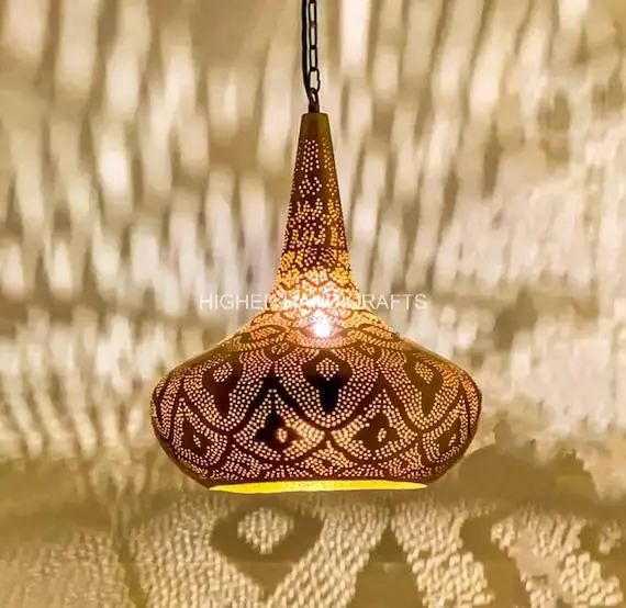 Hand Etched Geometrical Ceiling Hanging Lamp for Indoor & Outdoor Lighting Interior LED Lamps