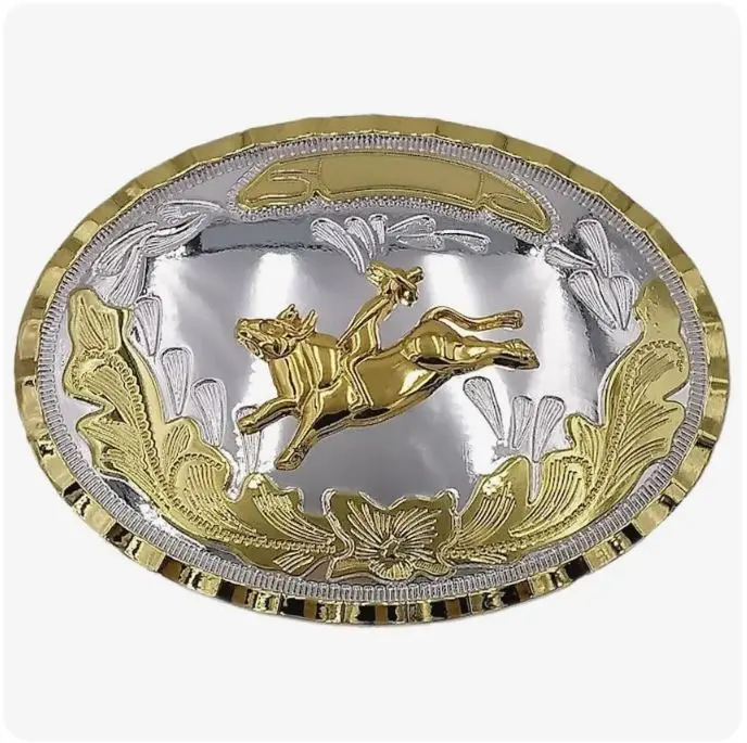 Factory Wholesale  Golden Bull Rider Design Bright Oversize Buckle