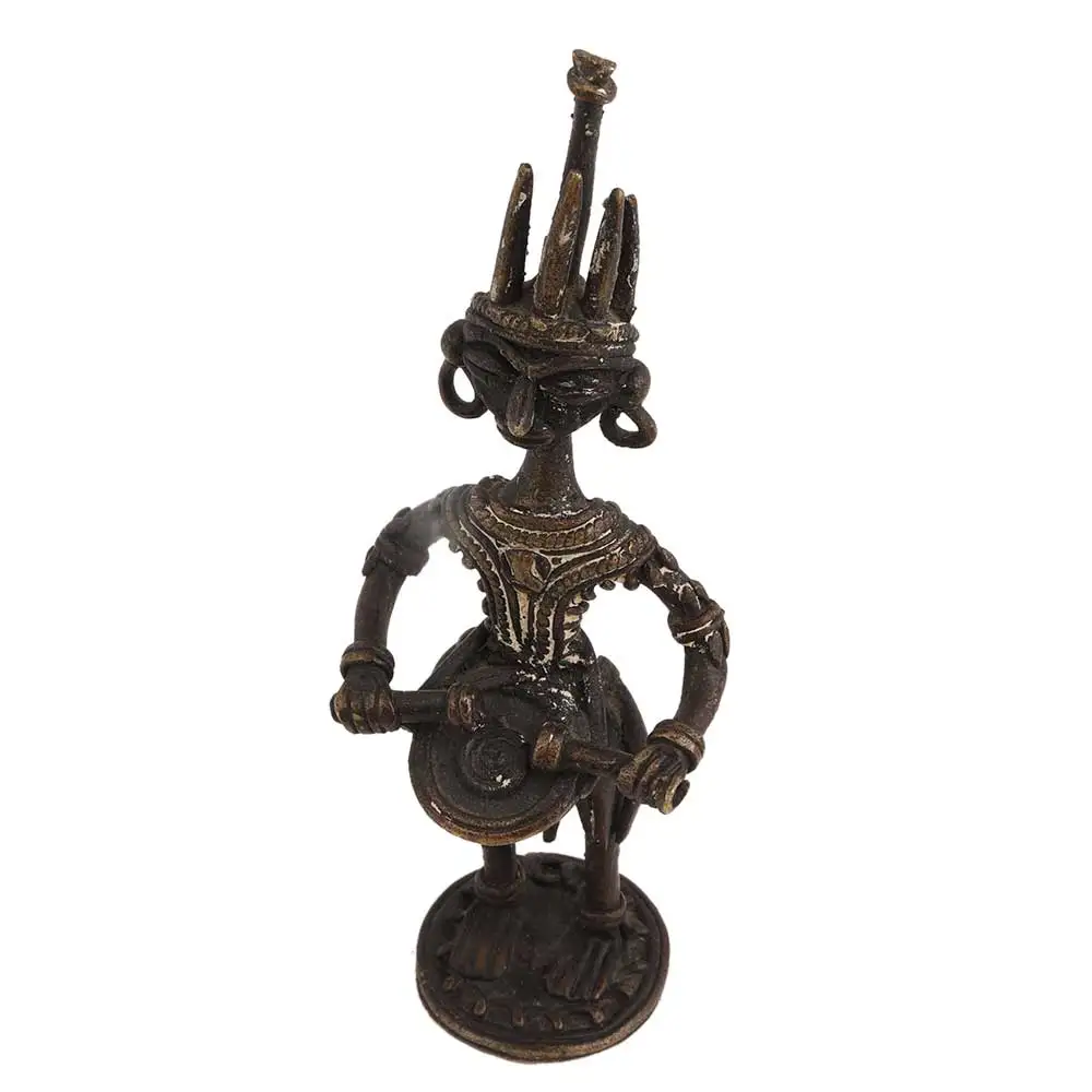 Handmade Indian Brass Antique Bronze Drummer Musician Sculptures Figurine Statue Home Decor Gift Items Height: 16 cm SNP-1726
