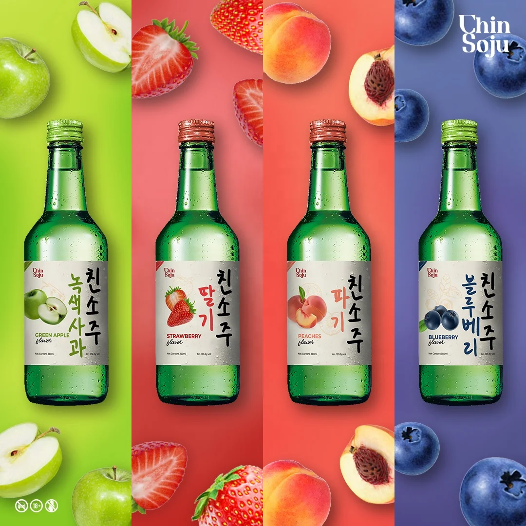 CHIN SOJU Fruit flavours 360ml korea soju high quality low price import tax preferential and OEM service highly recommended
