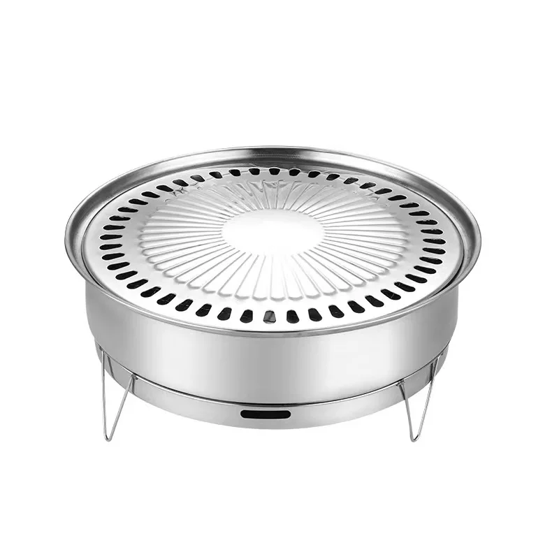 Portable Grill Wood Frame Chrome Feature Powder Folding Material Stainless Steel BBQ Grill Korean BBQ Grill Table