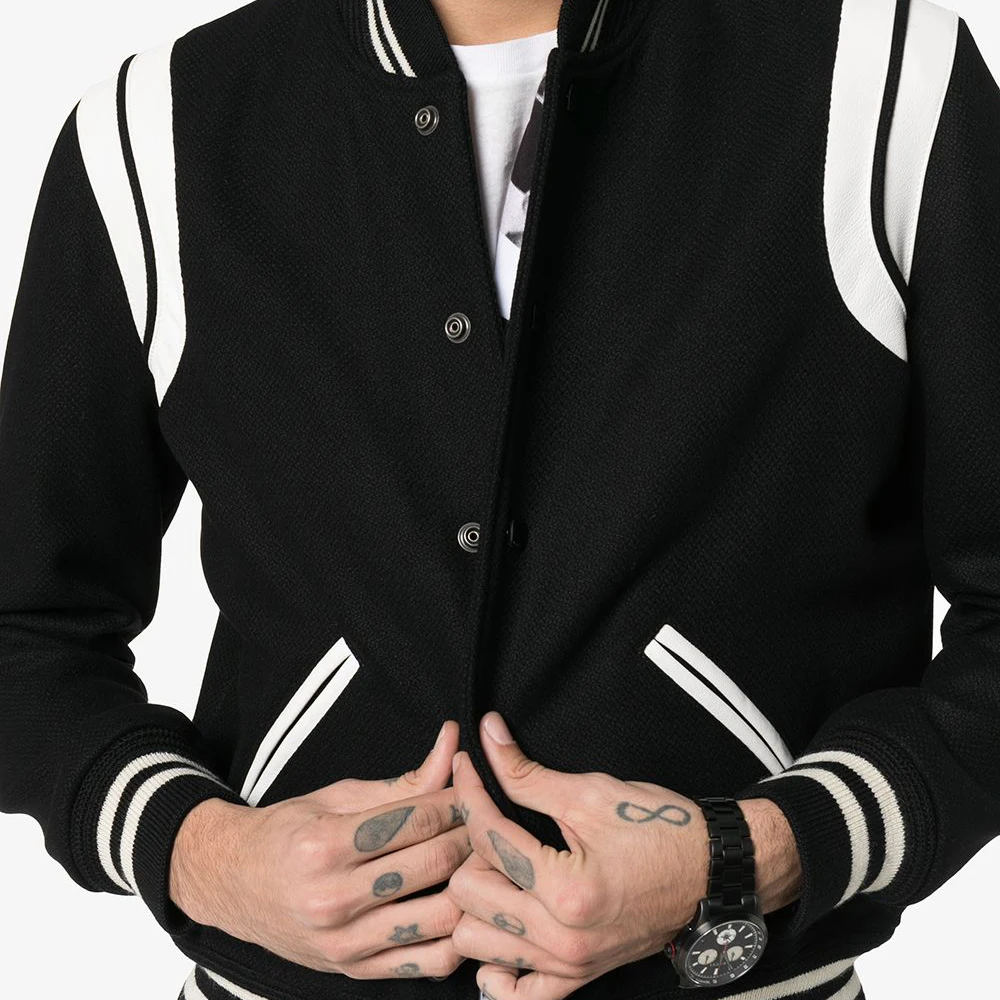 Men Letterman Jacket with Wool Body American Style baseball Jacket Unisex Fashion Color balk college jacket