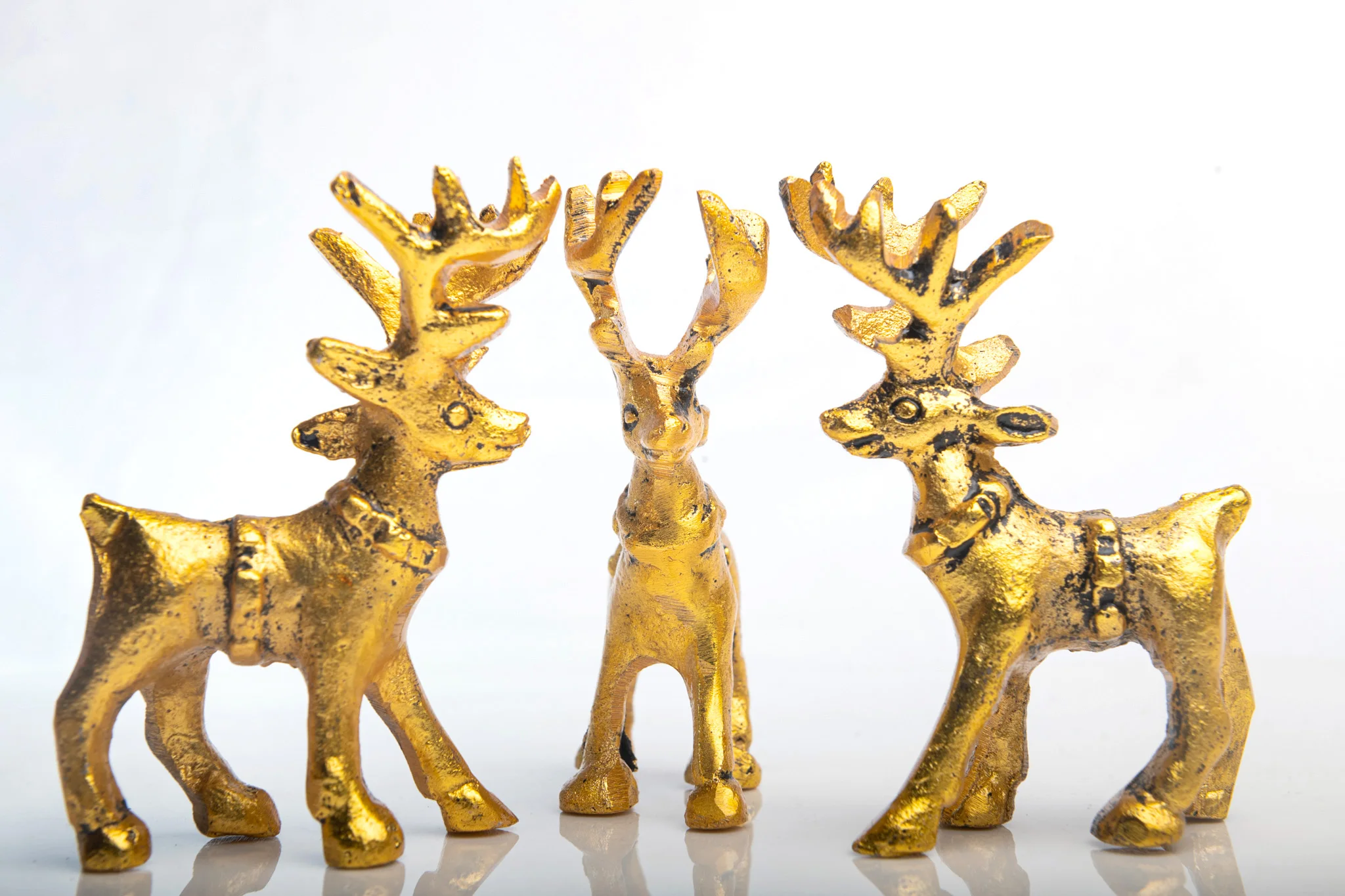 Standing Reindeer metal Small Deer Statues Sculpture Christmas Ornaments Desktop Decoration home and office decorations gift 3pc