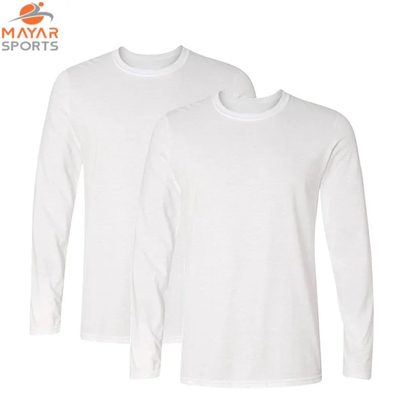 Wholesale Spring Autumn 100% Cotton Long Sleeve T-Shirt Men High Quality Solid O-Neck Tops Tees Big Size Boys T-shirts