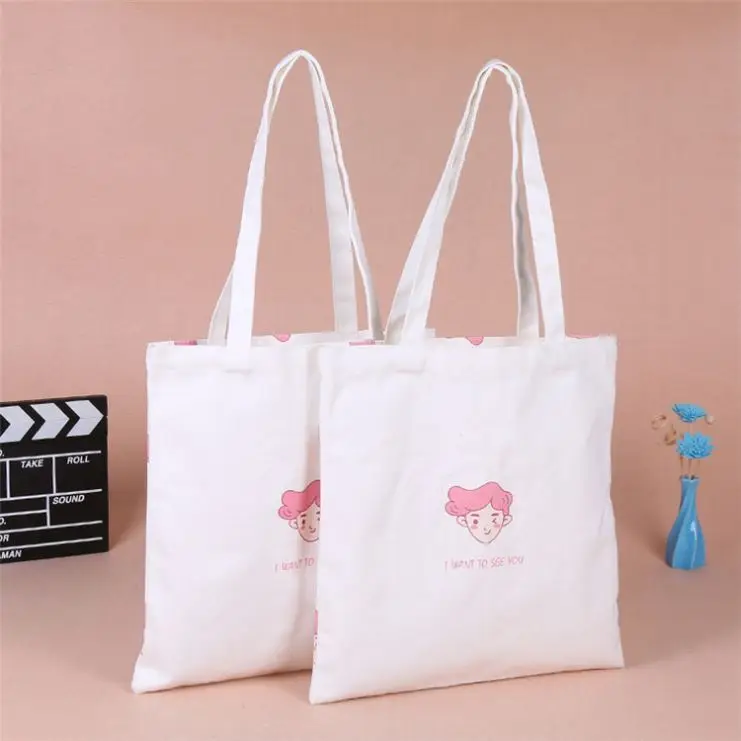 Customized Cheap Recycle Printed Cotton Fabric Shopping Souvenir Tote Bag With Logo
