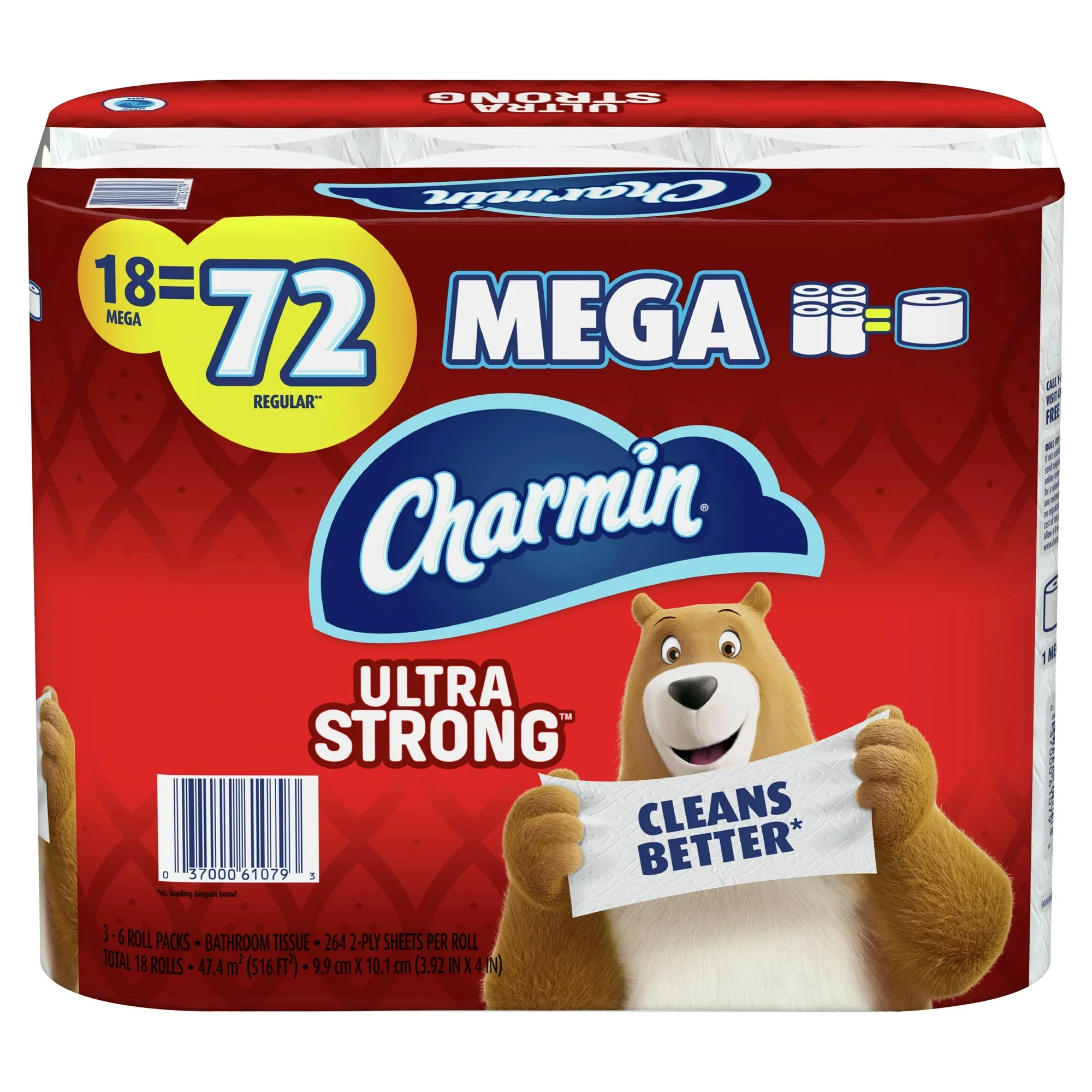 Charmin Ultra Strong Toilet Paper, 18 Mega Rolls