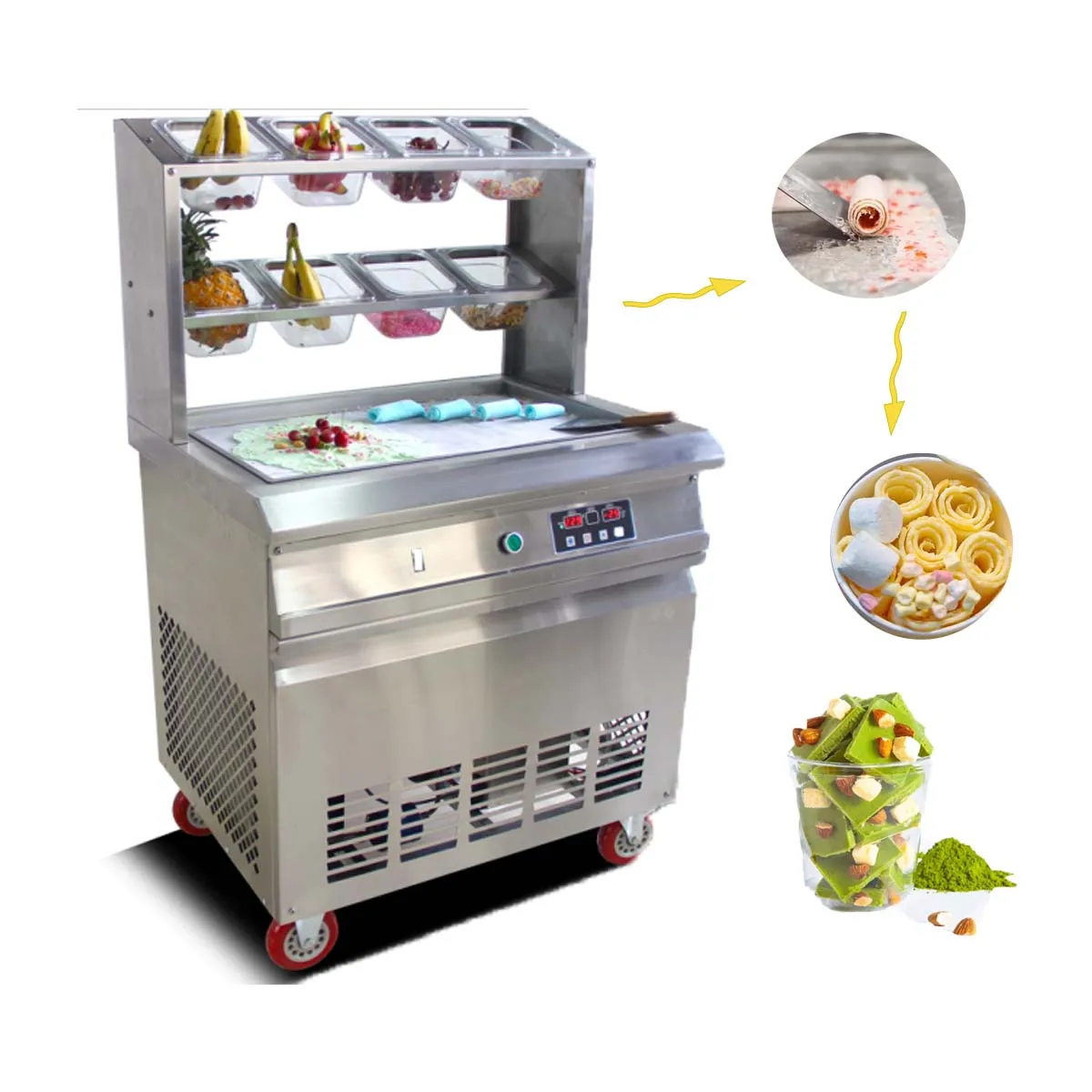 Intelligent rectangular pot ice roll machine fried yogurt machine commercial Thai roll fried ice cream machine HJ-A78