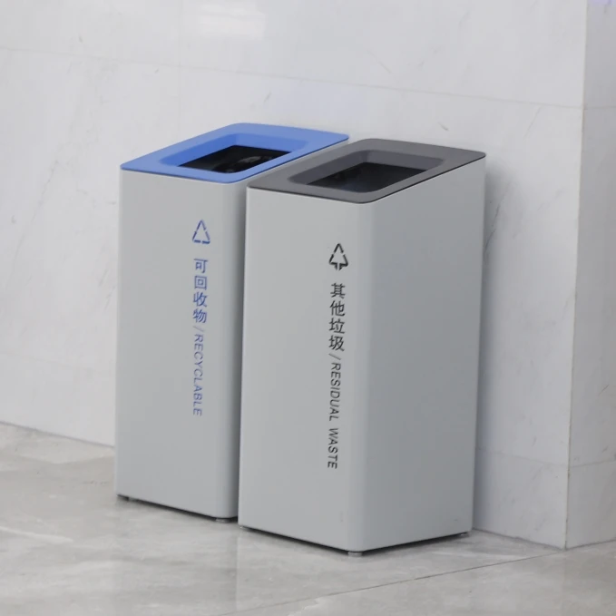 Indoor outdoor public metal litter bins commercial trash bin papeleras recycled trash can for office lobby entrance park street