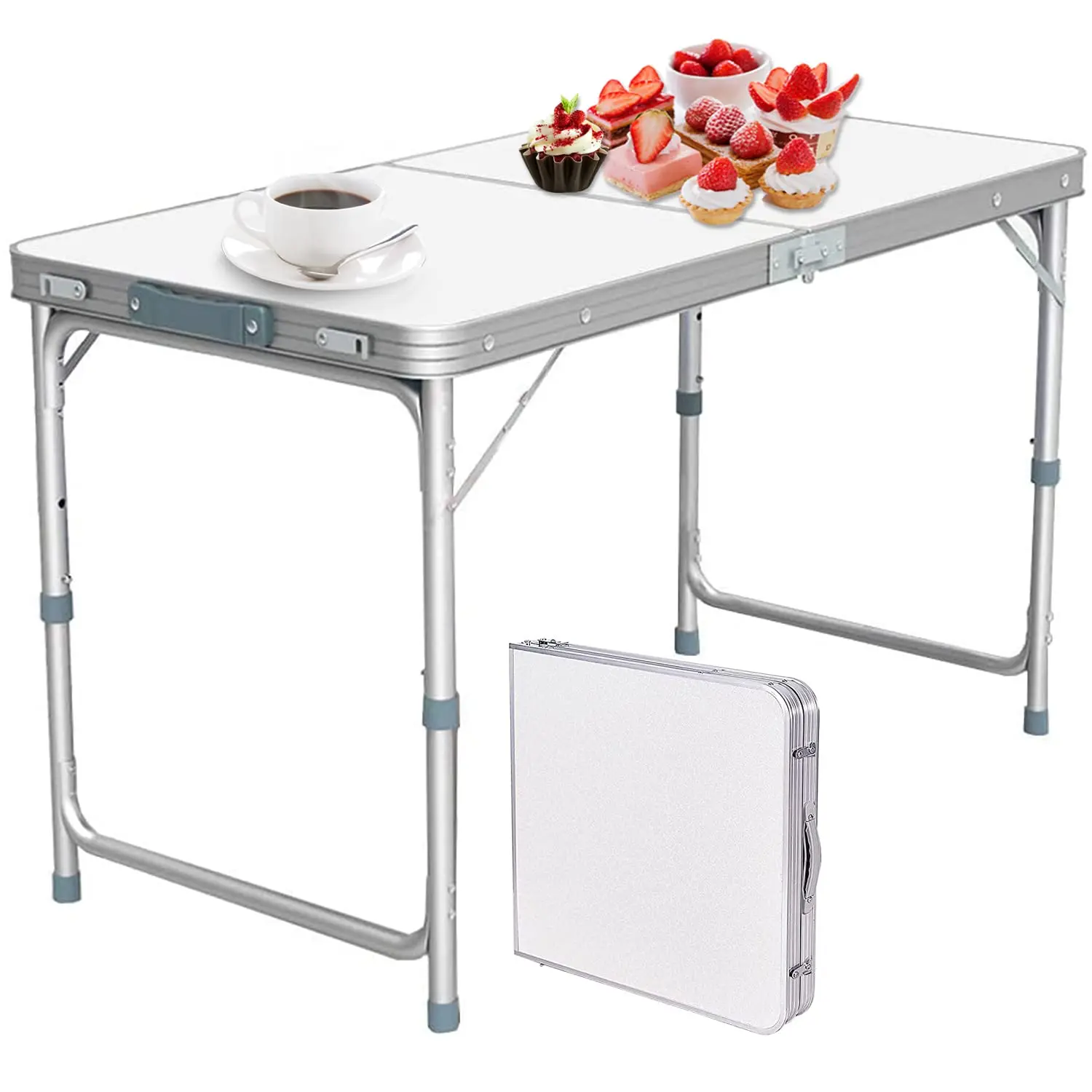 Factory Custom Outdoor picnic camping table de foldable adjustable 120cm 4ft white portable plastic folding table