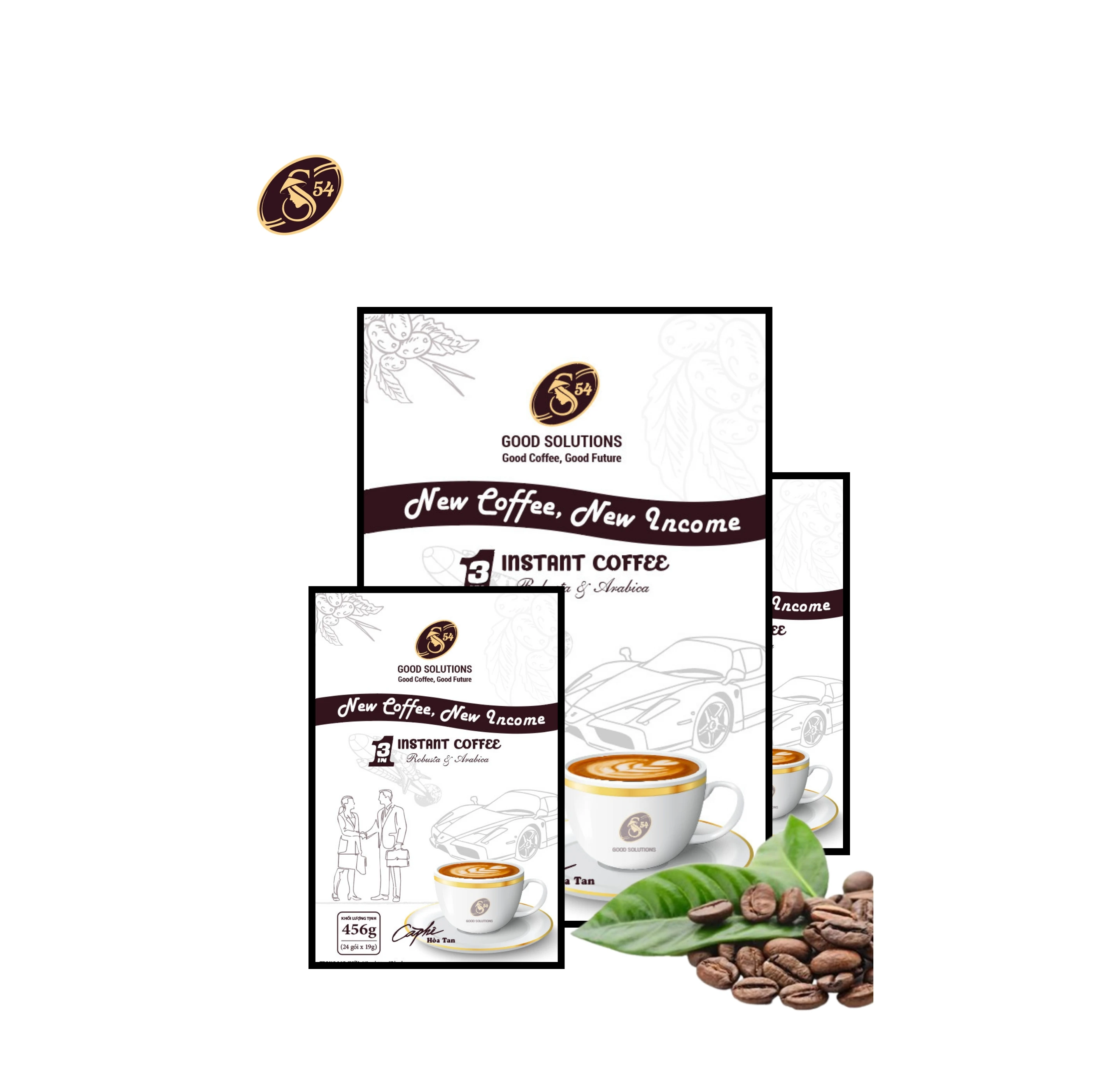 S54 INSTANT COFFEE 3in1 From Coffee Beans Vietnam 24x19g Robusta and Arabica blend together to create a delicious rich flavor