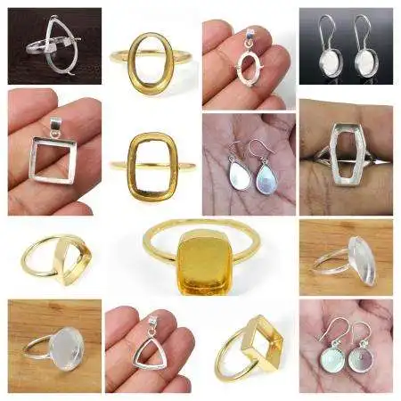 2023 Component Good Supplier Bezel Cups Semi Mount Pendant 925 Sterling Silver Round 12 mm Stone Resin Ashes DIY Collet Metal