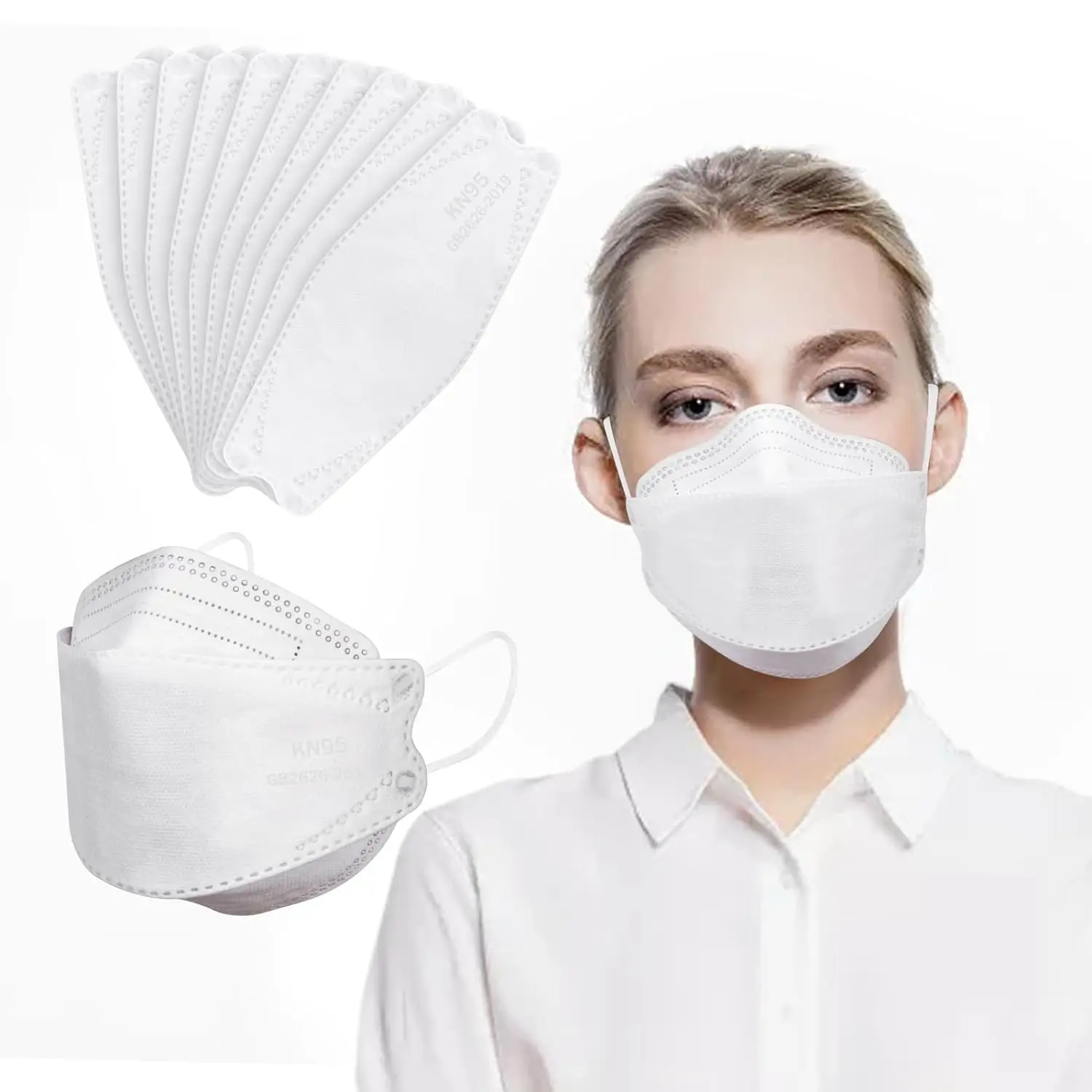Popular 5 Ply Good Protection Non-Woven Fabric KN95 Masks Medical Grade White KN95 Facemask