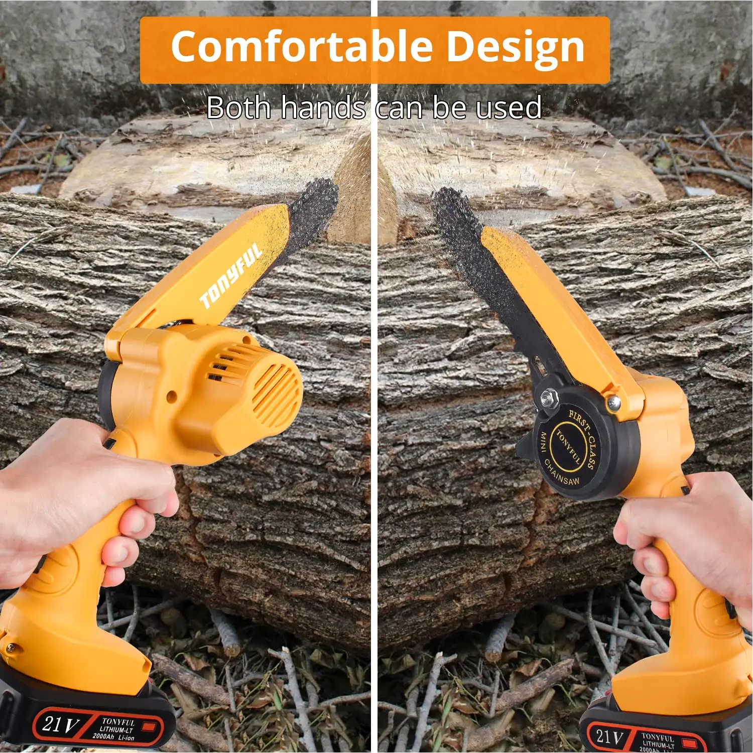 F.EASY.D Mini Cordless Chainsaw Power Saws Security Lock Handheld Small Chainsaw for Wood Cutting Tree Trimming