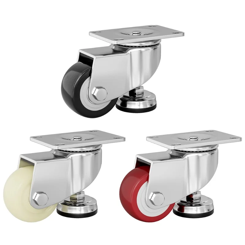 50mm 62.5mm 75mm 100mm Adjustable Height Castor PP Core PU Nylon Leveling Swivel Caster Wheels