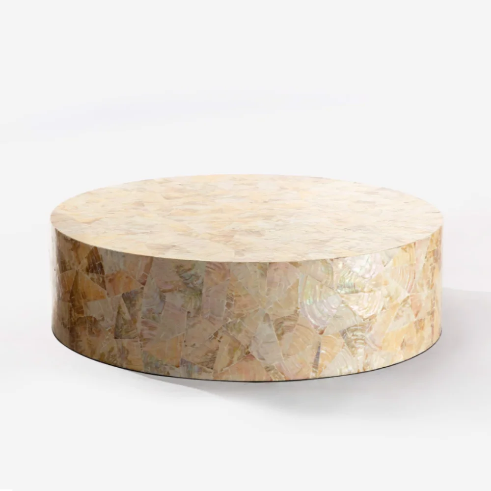 High-end Mother of pearl round coffee table handcrafted luxury coffee table wholesale home furniture from Vietnam