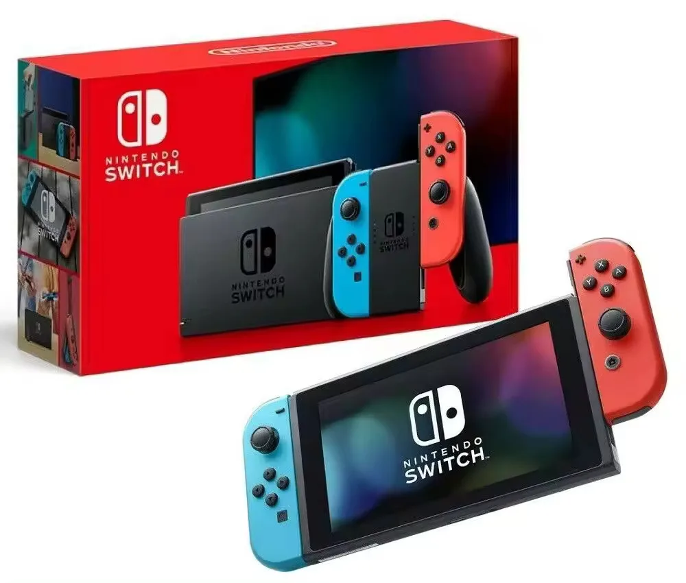 Лучшая Скидка 100% Nintendos переключатель 32 Гб со штативом консоль с неоновым синим цветом готова к отправке