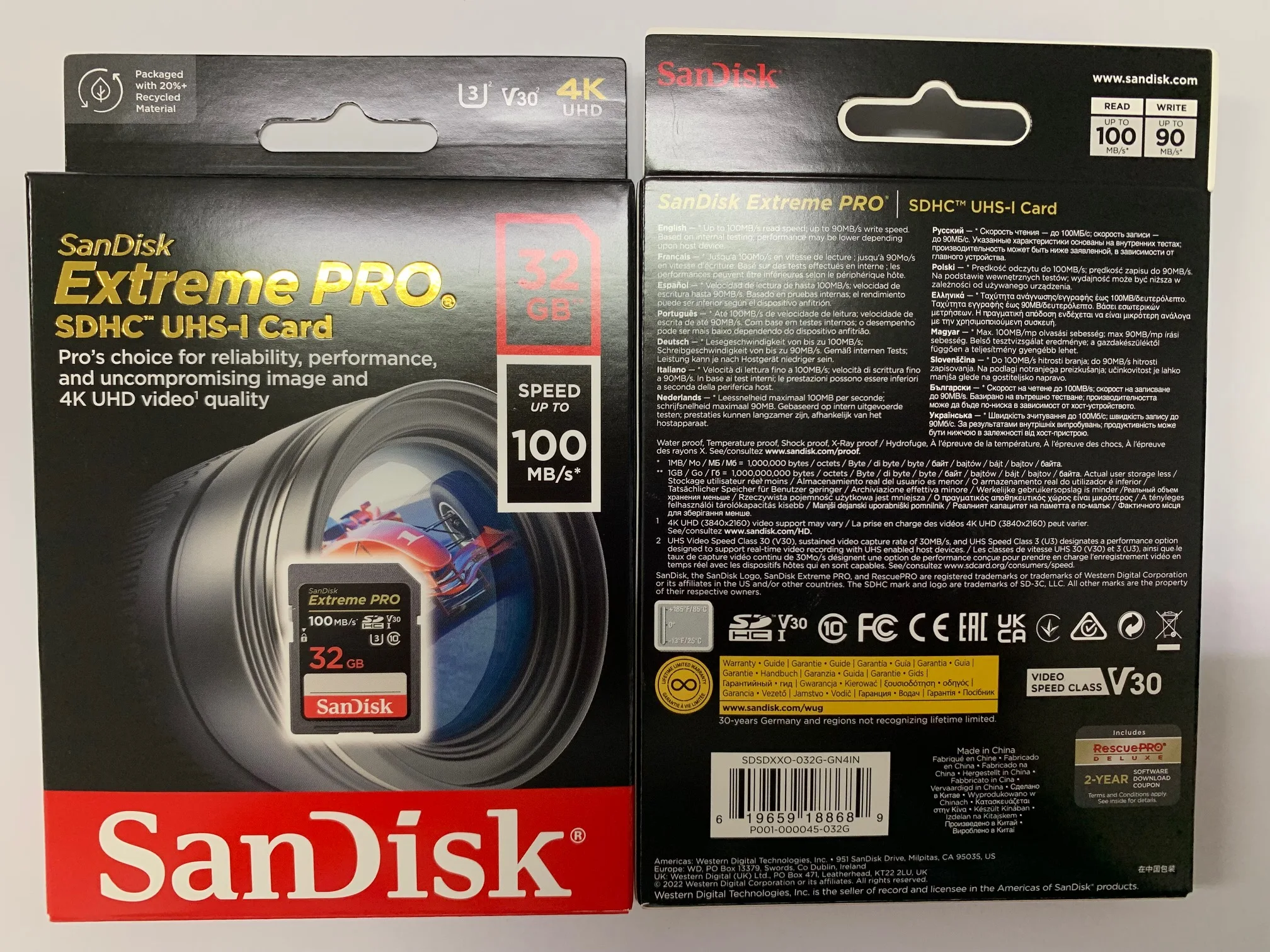 100% Original Sandisk SDSDXXO-032G-GN4IN SD Card For SDXC U3 V30 32GB