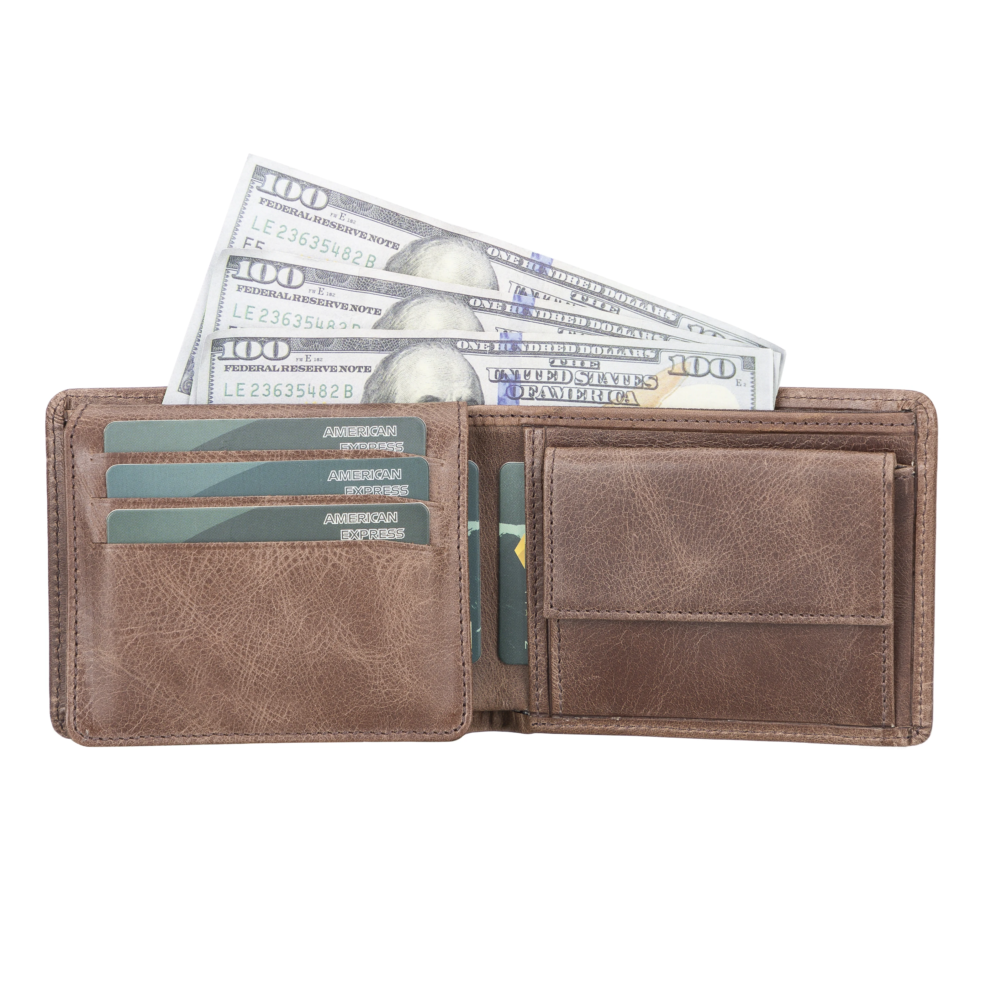 BEN Genuine Leather Handmade Unisex Slim Wallet Card Holder and Coin RFID Protection Customizable Square