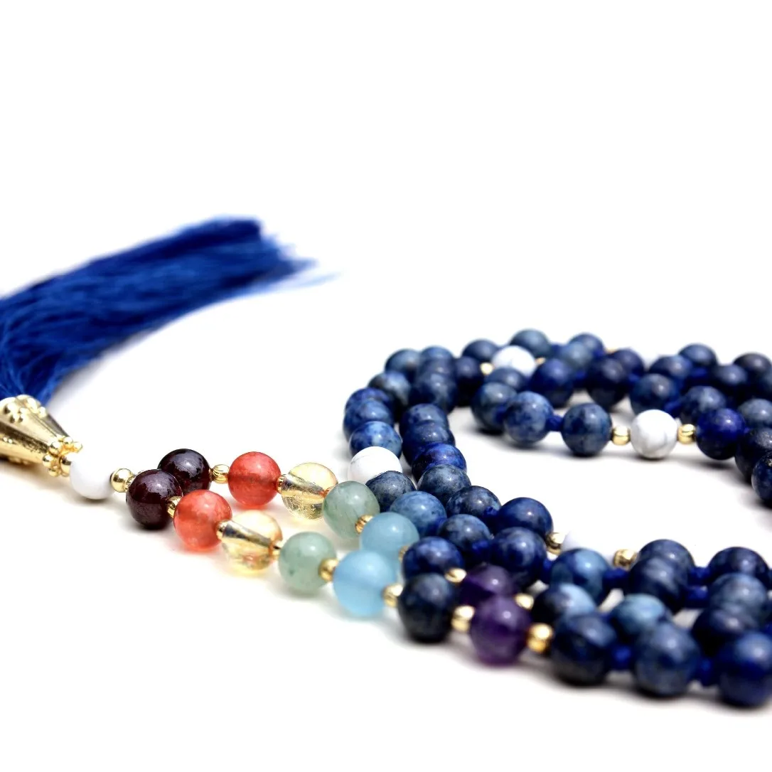 Buy Pulsera 7 Chakra Yoga Jewelry Lapis Lazuli 108 Knotted Mala Beads Handmade Indian Artist Beaded Necklaces Pearl Main Gifts