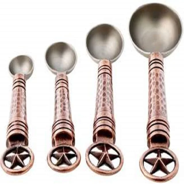 Copper Polished Measuring Spoons Luxury Design Table Decoration Best Quality Antique Spoons For Home and Kitchen Accessories