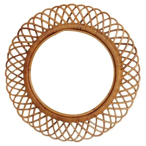 Bohemian Style Rattan Mirror Frame Perfect For Eclectic Home Interiors