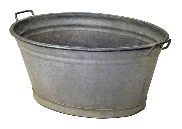 Galvanized Bucket Vintage Handle Tub Metal Distressed Rustic Flower Planter  Wash Tub Stock Photos Pictures & Royalty Free