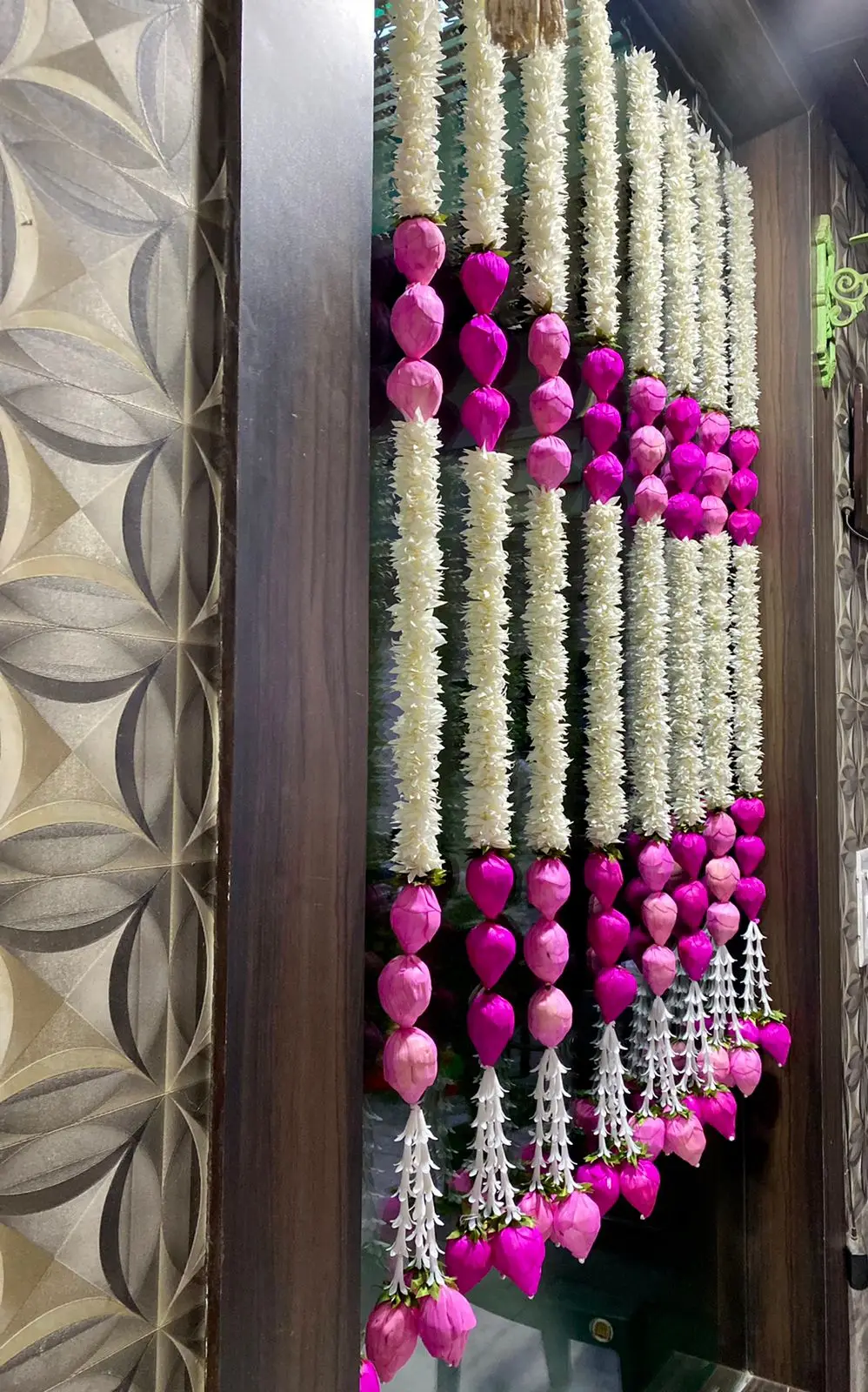 Jasmine  Artificial String With Lotus Flower Center Decor  Strings Handmade Toran Wall Hanging Door Hanging decor, Centerpiece