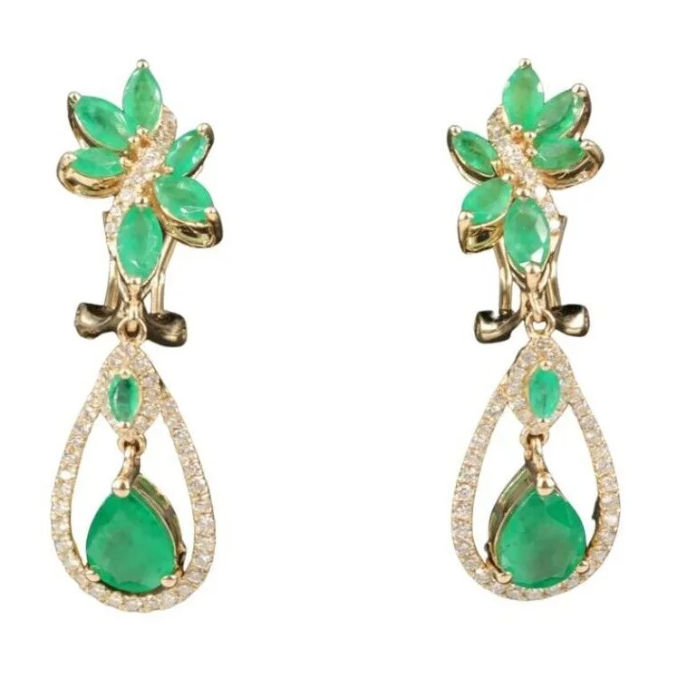 Best Quality Marquise & Pear Cut Dangler Earrings with 1.56 Ct Diamond Earring for Party and Wedding Occasion