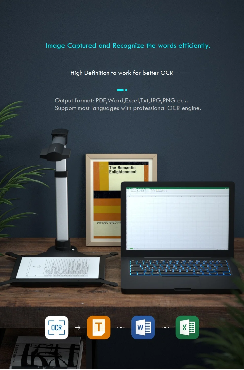 OEM Document scanner camera A3 desktop high-speed Document book scanning Camera scanner with hard base