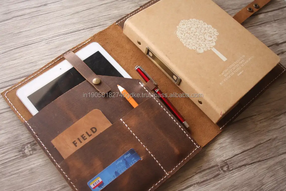 Custom Leather Cover, Portfolio, Organizer Document Holder Leather Folder For Travel Document Holder Leather Portfolio