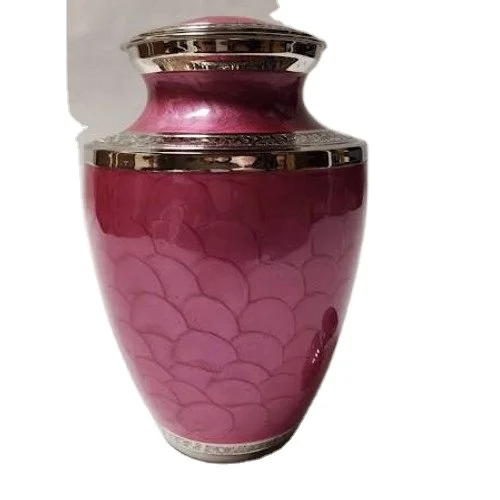 Pet Decorative Aluminum Cremation Urns Round Shaped Memorial Jars With Glossy Powder Coat For Funeral Adult Metal Box For Ashes