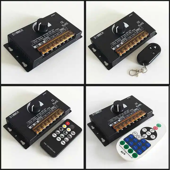 High Power Led Pwm Dimmer Rotary 12-24V 3*30A Black Steel Case Push Dim Constant Voltage 24V Led Strip Light Remote Knob Dimmer