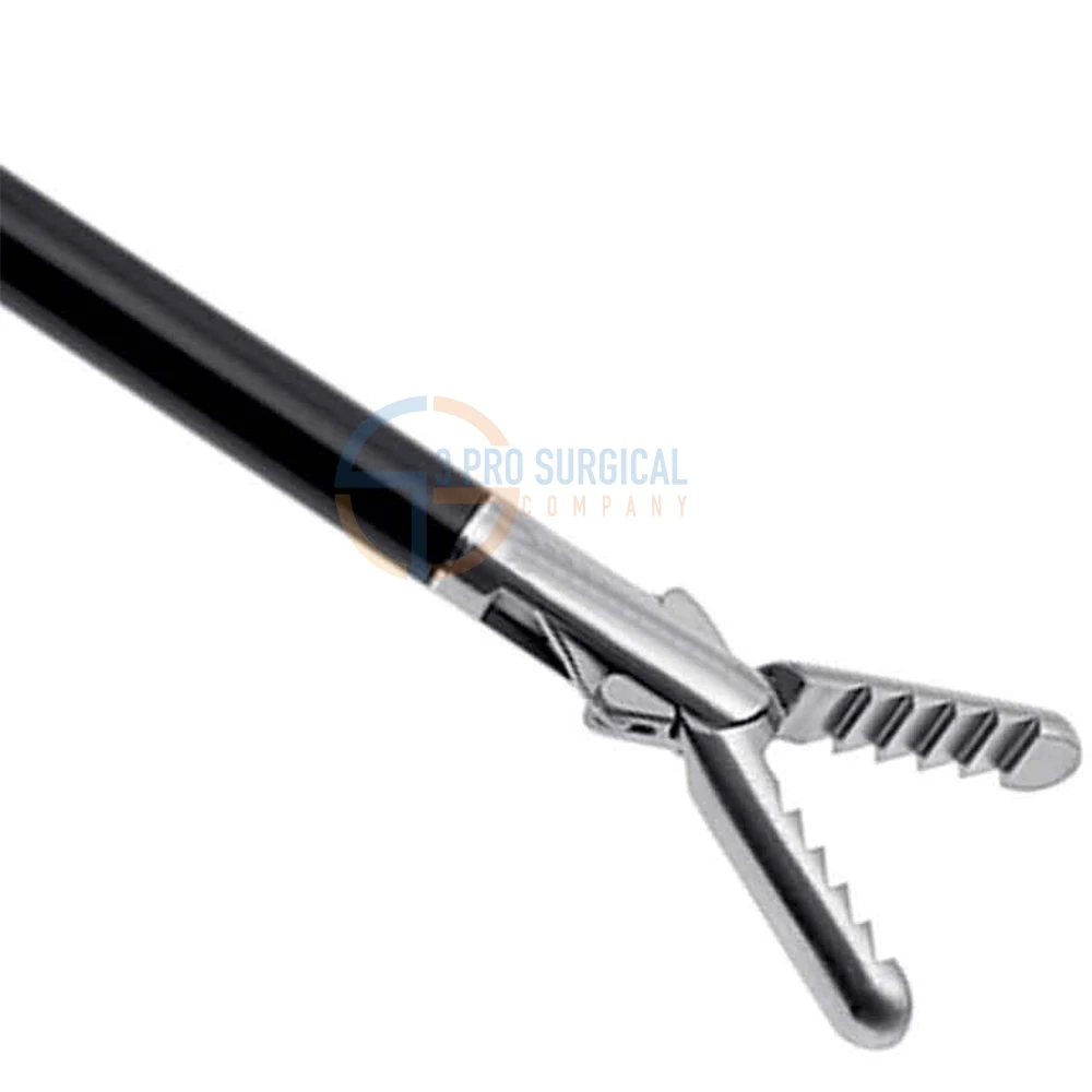 3PRO Fenestrated Grasper Fixation forceps 40mm Double Action Jaws slightly flat jaws 5mm x 45cm