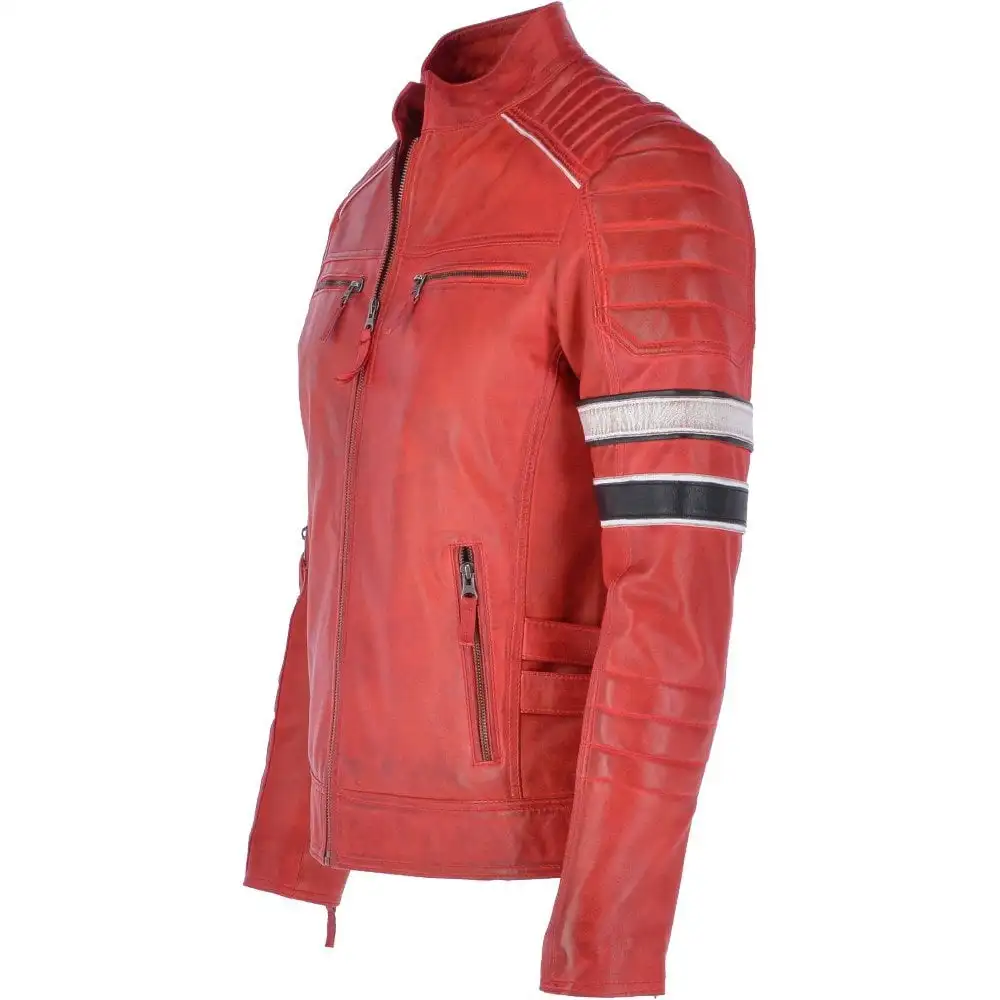 Motorcycle Wholesale Men Genuine Sheep Leather Jacket Perforated Leather Genuine Slim Fit Pakistan Jackets